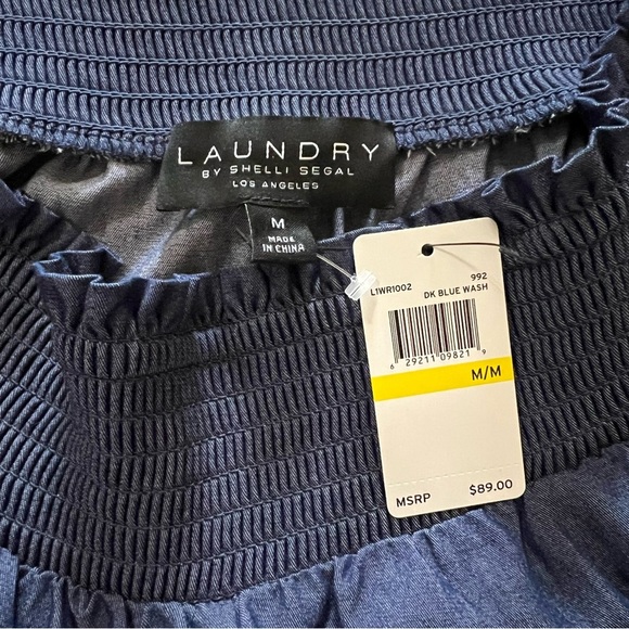 NWT Laundry by Shelli Segal Wide Leg Elastic Waist Blue Pants size medium - Picture 7 of 10